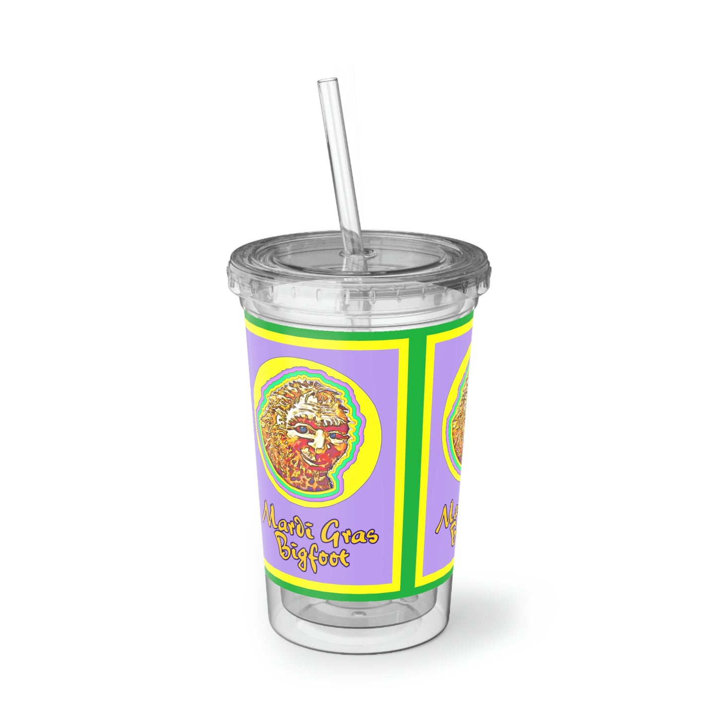 Mardi Gras Bigfoot Acrylic Cup