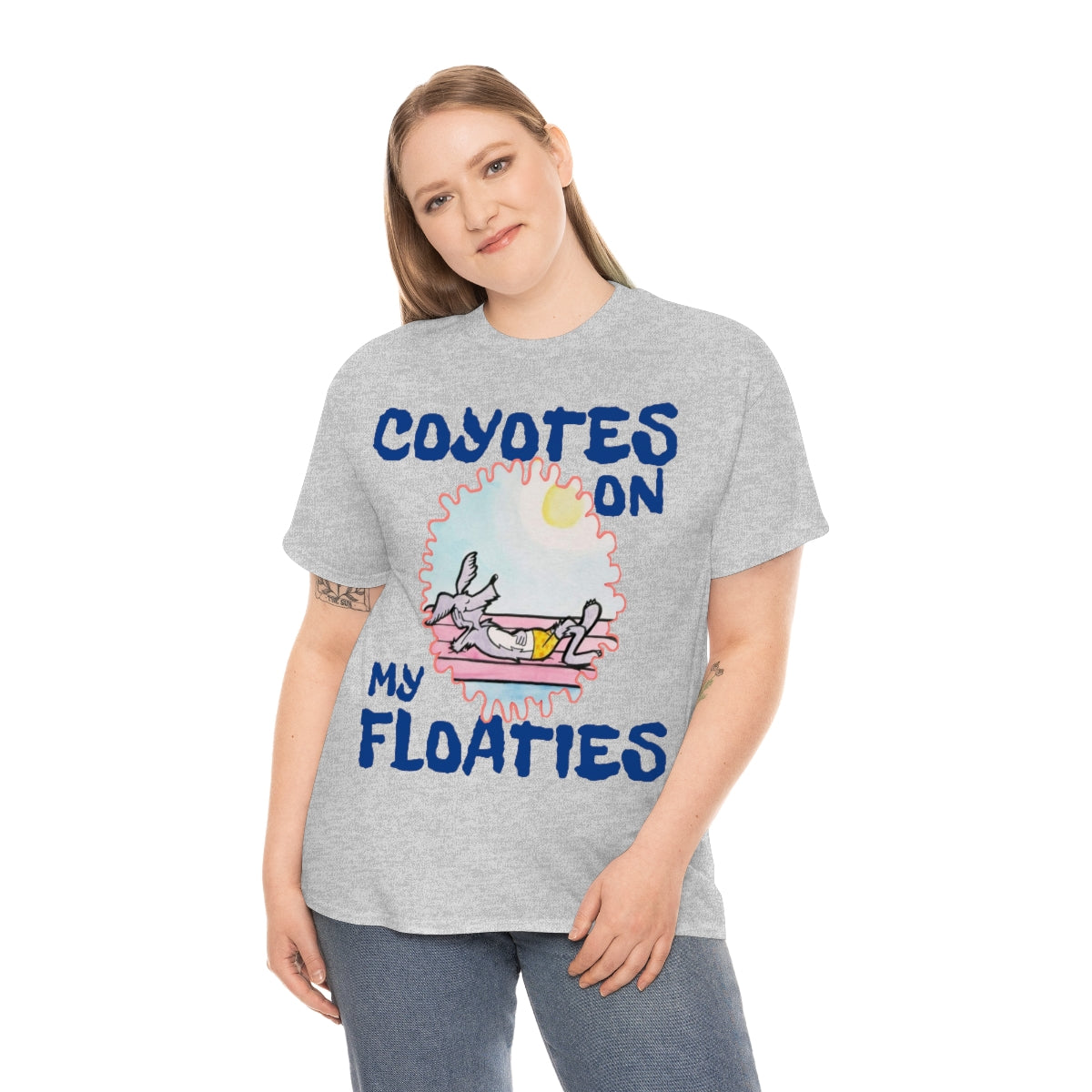 Unisex Coyotes on my Floaties Heavy Cotton Tee