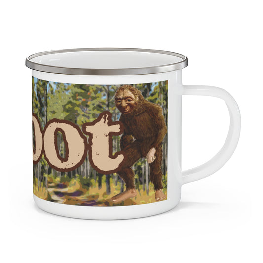 Enamel Bigfoot Camping Mug