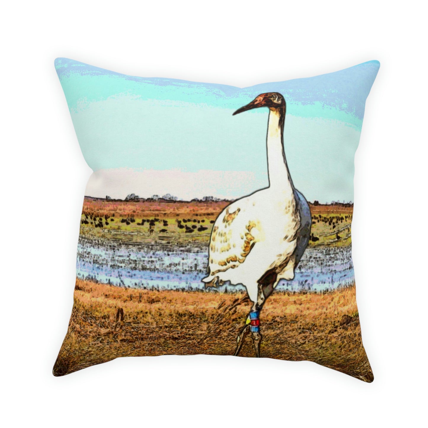 Whooping Crane Broadcloth Pillow