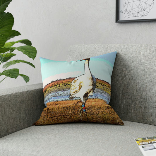 Whooping Crane Broadcloth Pillow