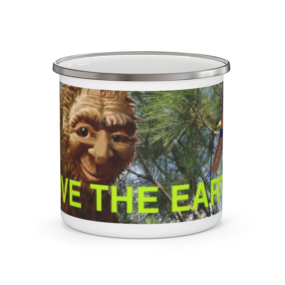 Enamel Love the Earth Camping Mug