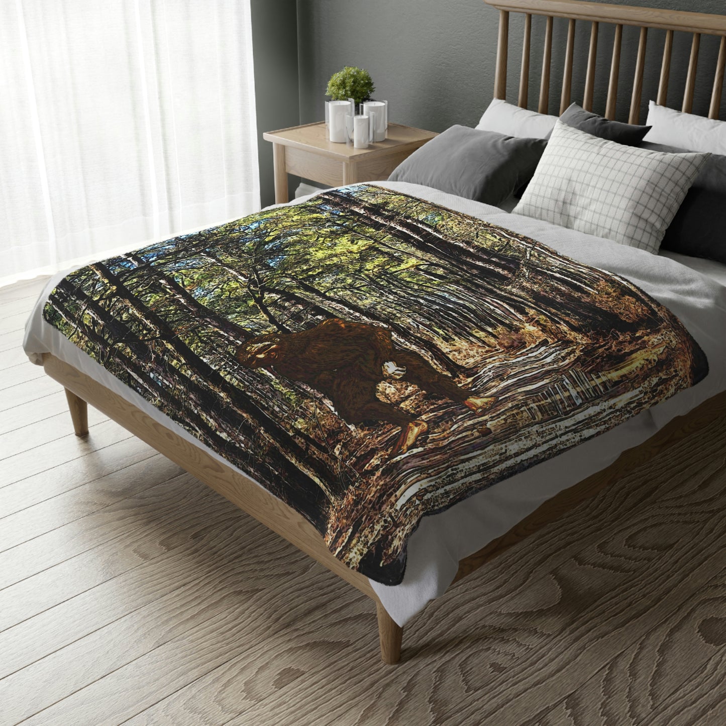 Bigfoot in the Kisatchie Velveteen Blanket (2-sided print)