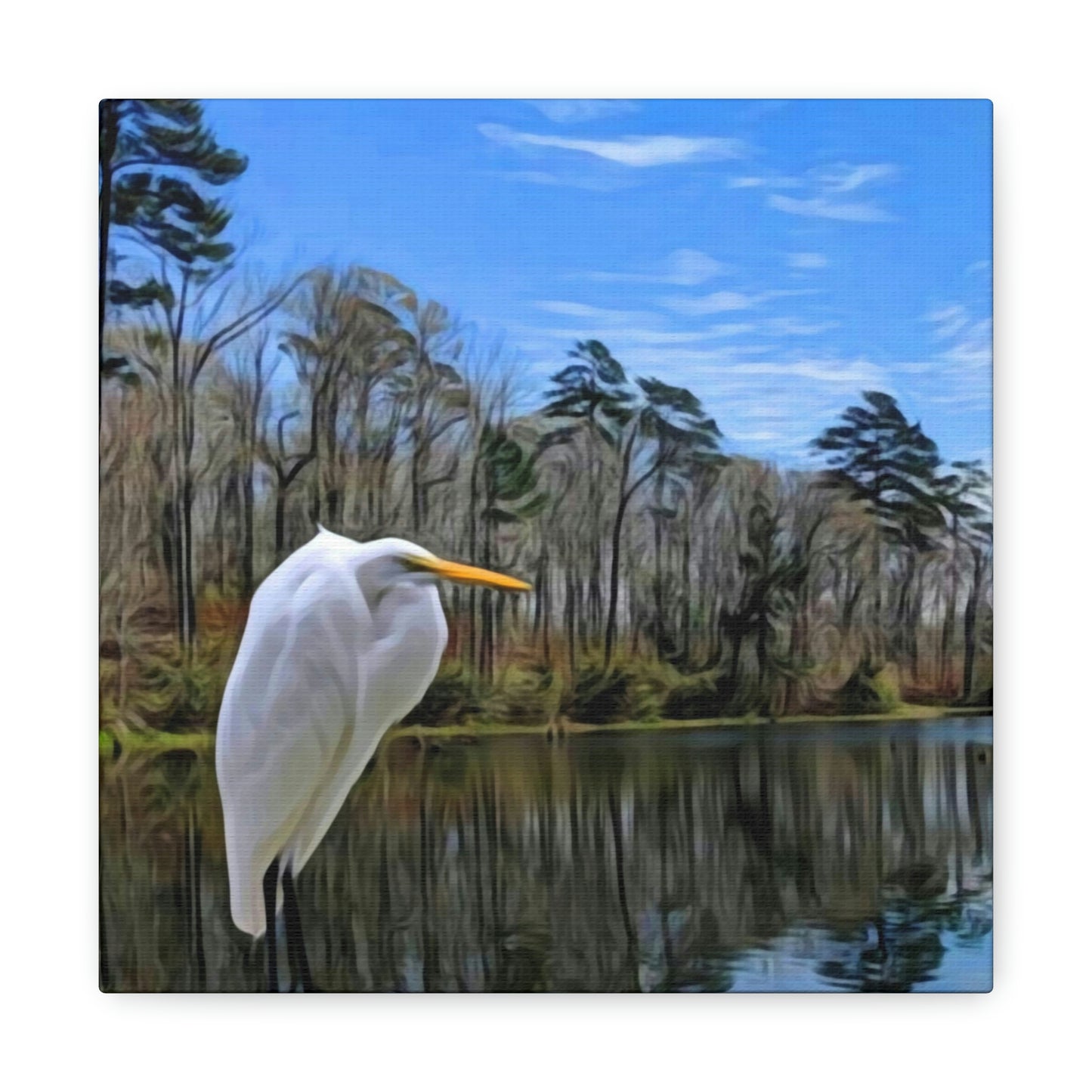 Egret at Valentine Lake Canvas Gallery Wraps