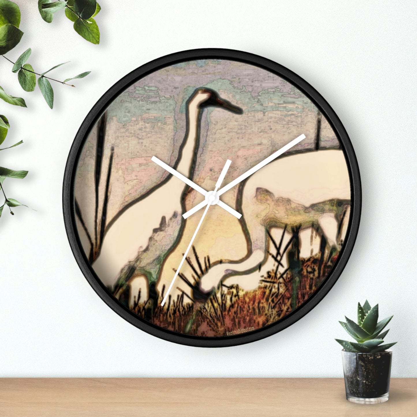 Louisiana's Whooping Cranes Wall Clocks