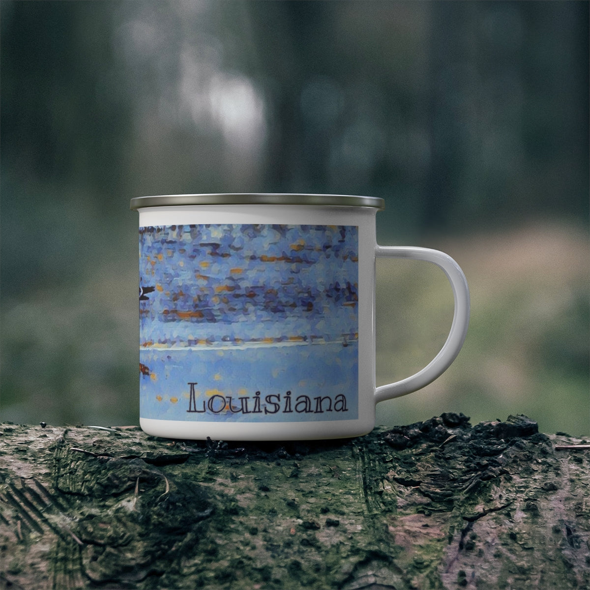 Enamel Louisiana Camping Mug