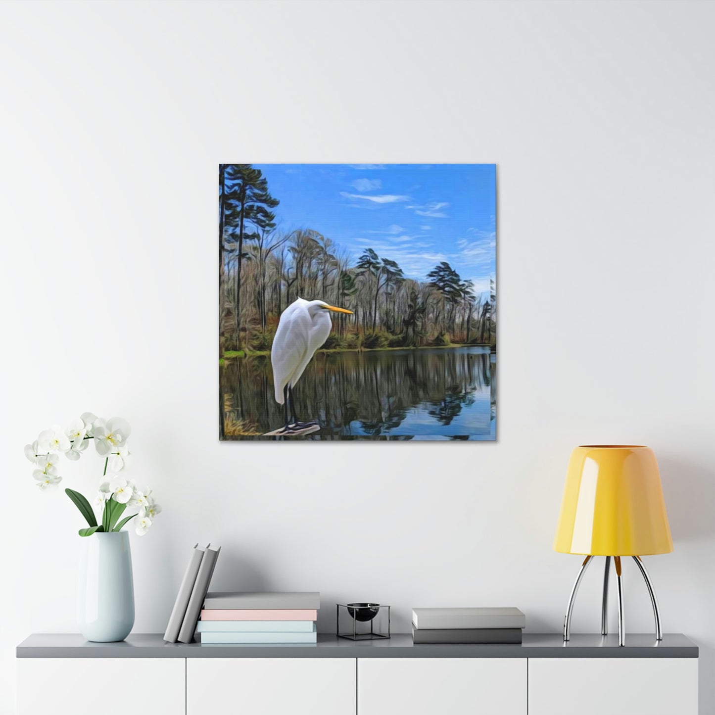 Egret at Valentine Lake Canvas Gallery Wraps