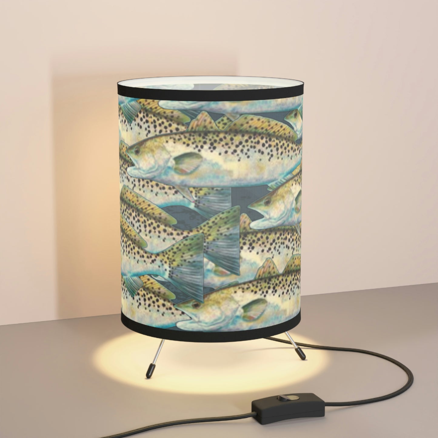 Speckled Trout Tripod Lamp with High-Res Printed Shade