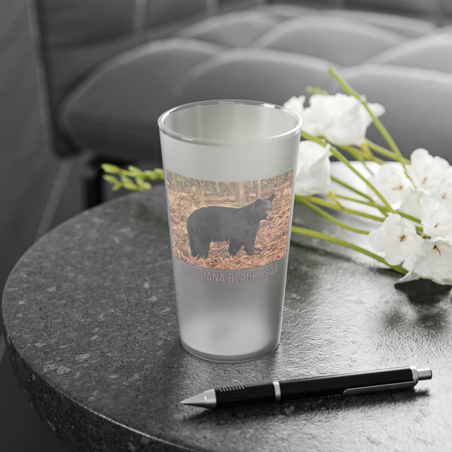 Louisiana Black Bear Frosted Pint Glass, 16oz