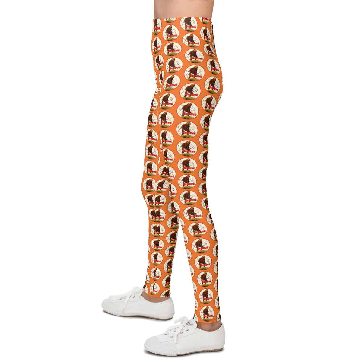 Orange Bigfoot Believe Youth Leggings