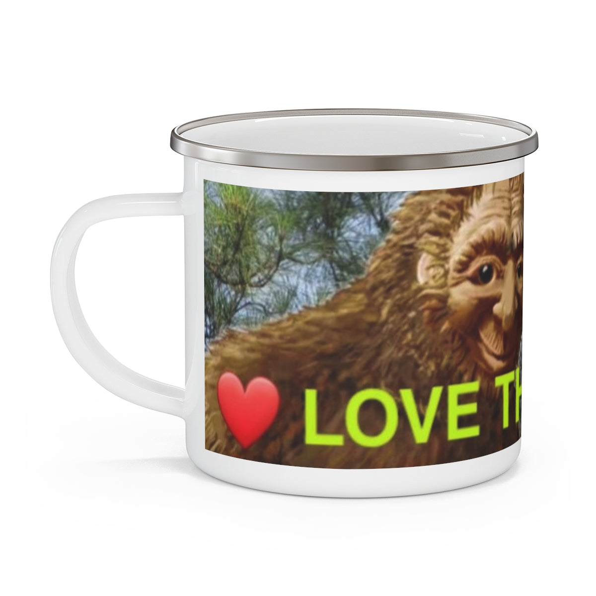 Enamel Love the Earth Camping Mug