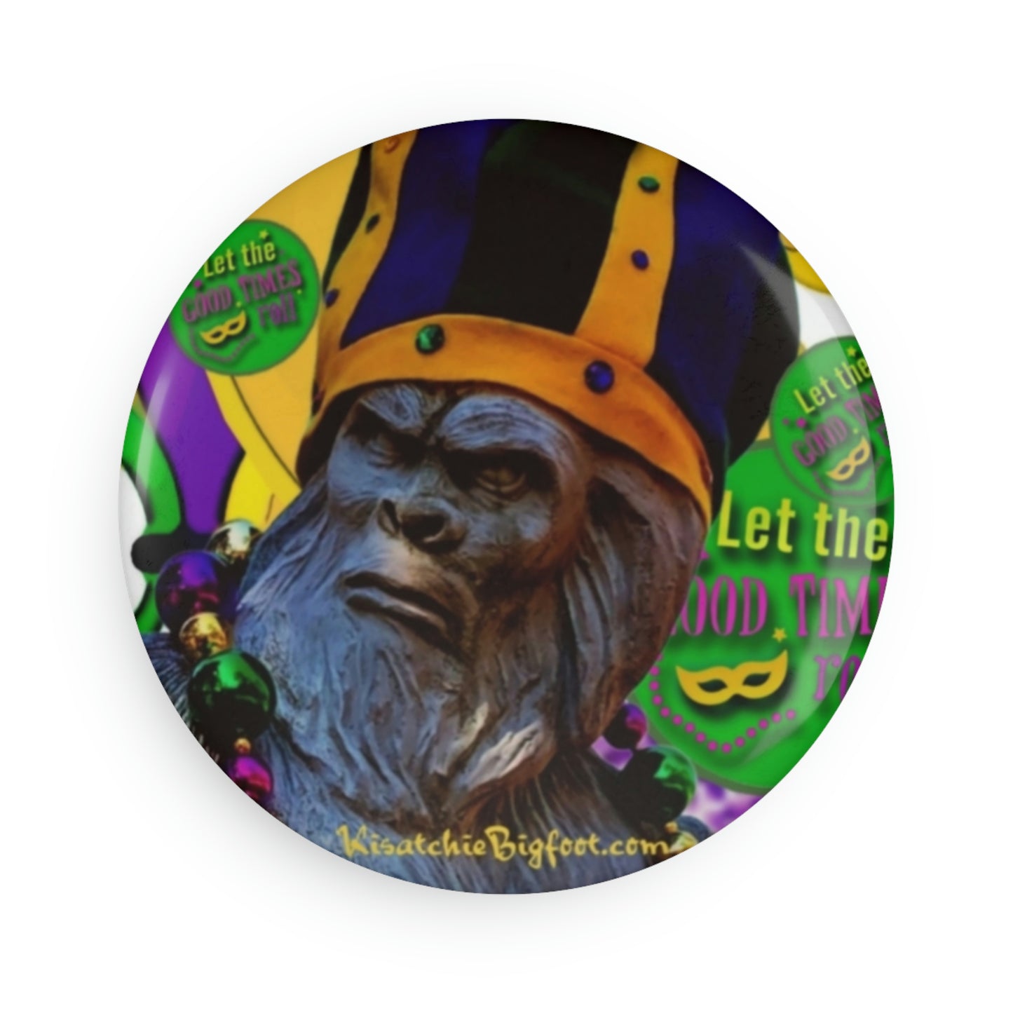 Round Mardi Gras Bigfoot Magnets