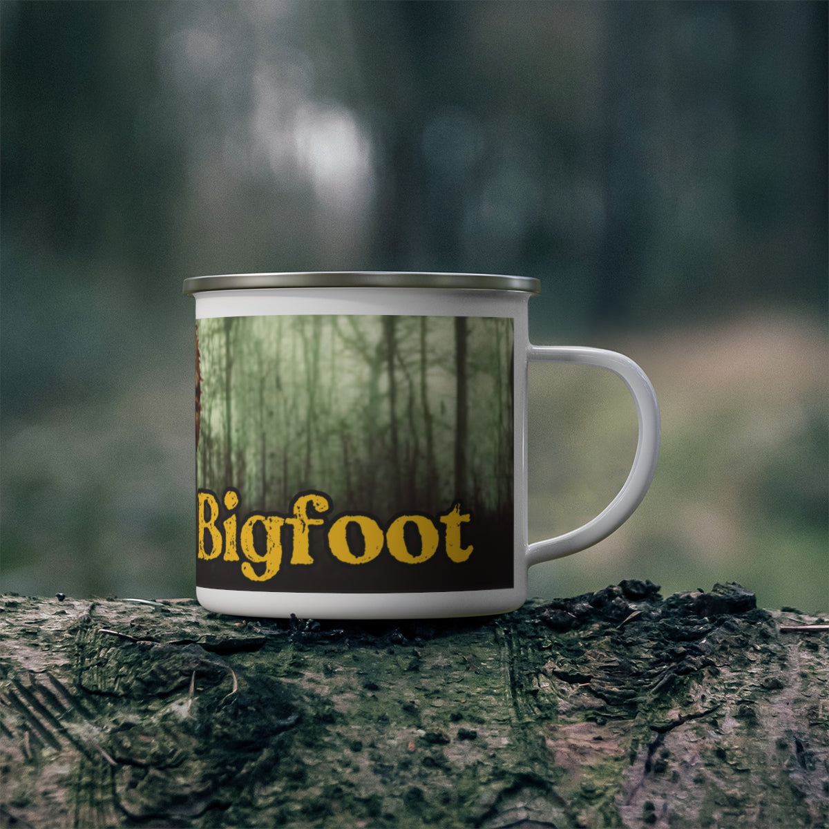 Enamel Kisatchie Bigfoot Camping Mug