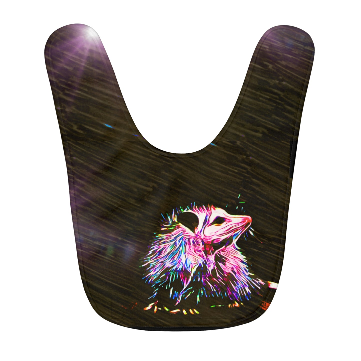 Opossum Under Night Sky Fleece Baby Bib