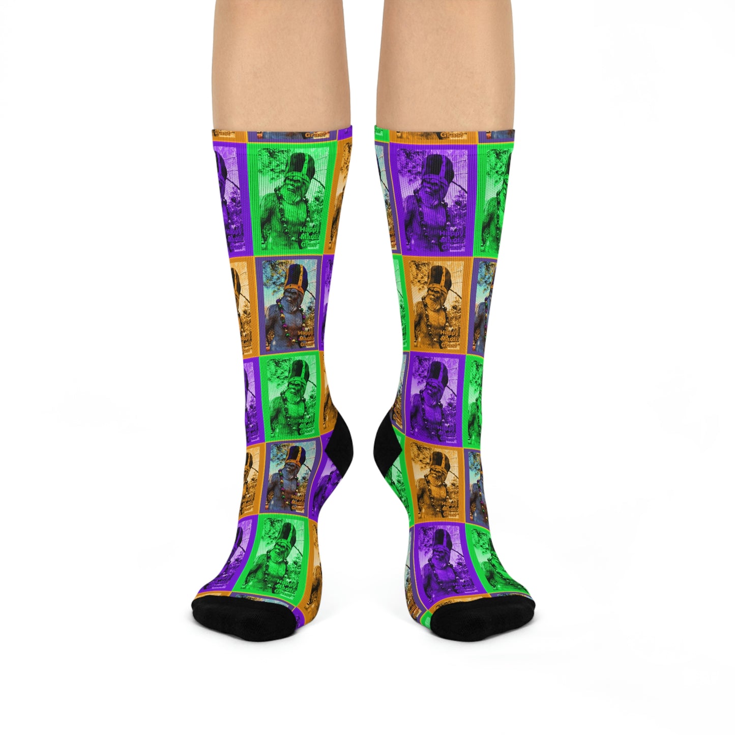 Bigfoot's Mardi Gras Crew Socks