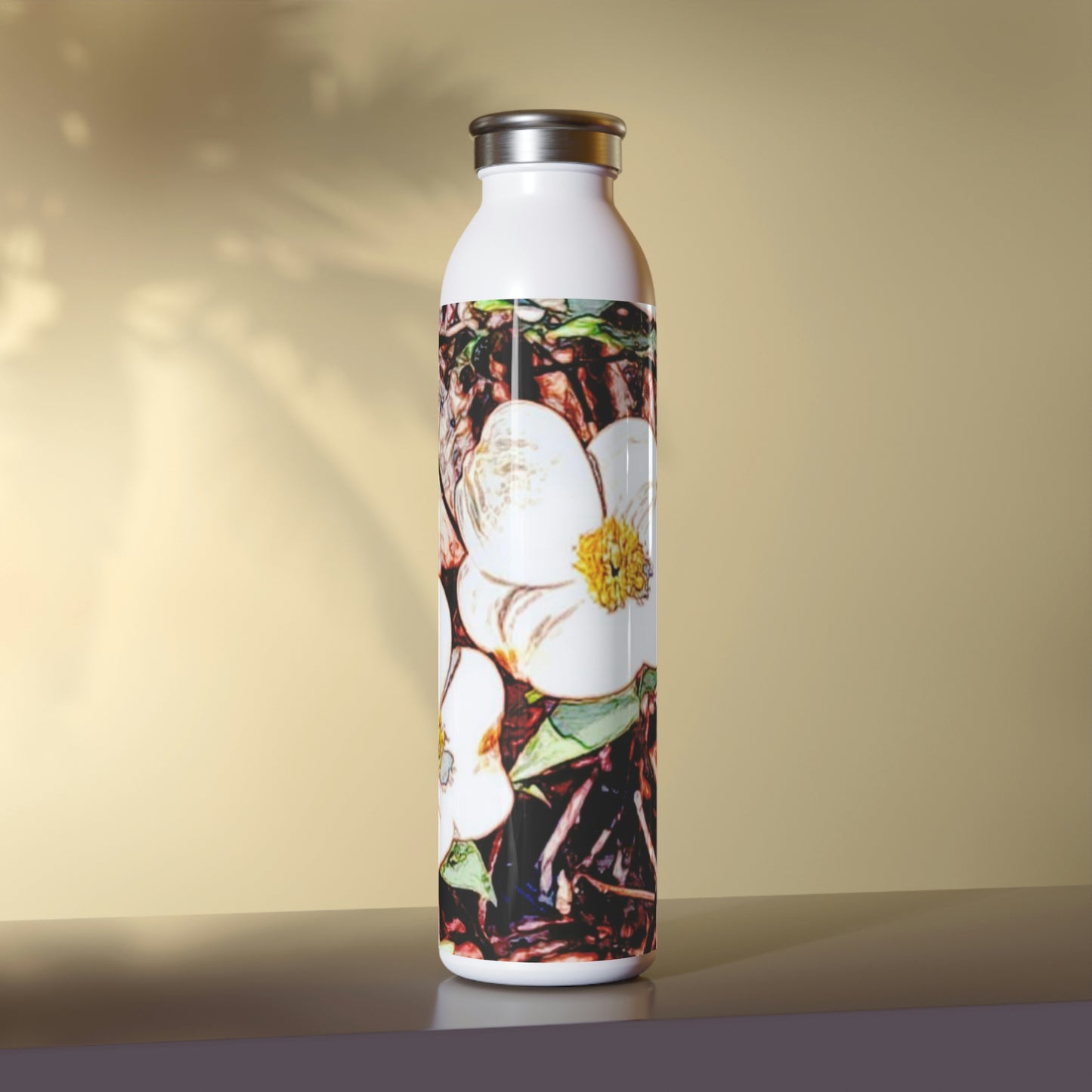 Dogwood Blossoms Slim Water Bottle